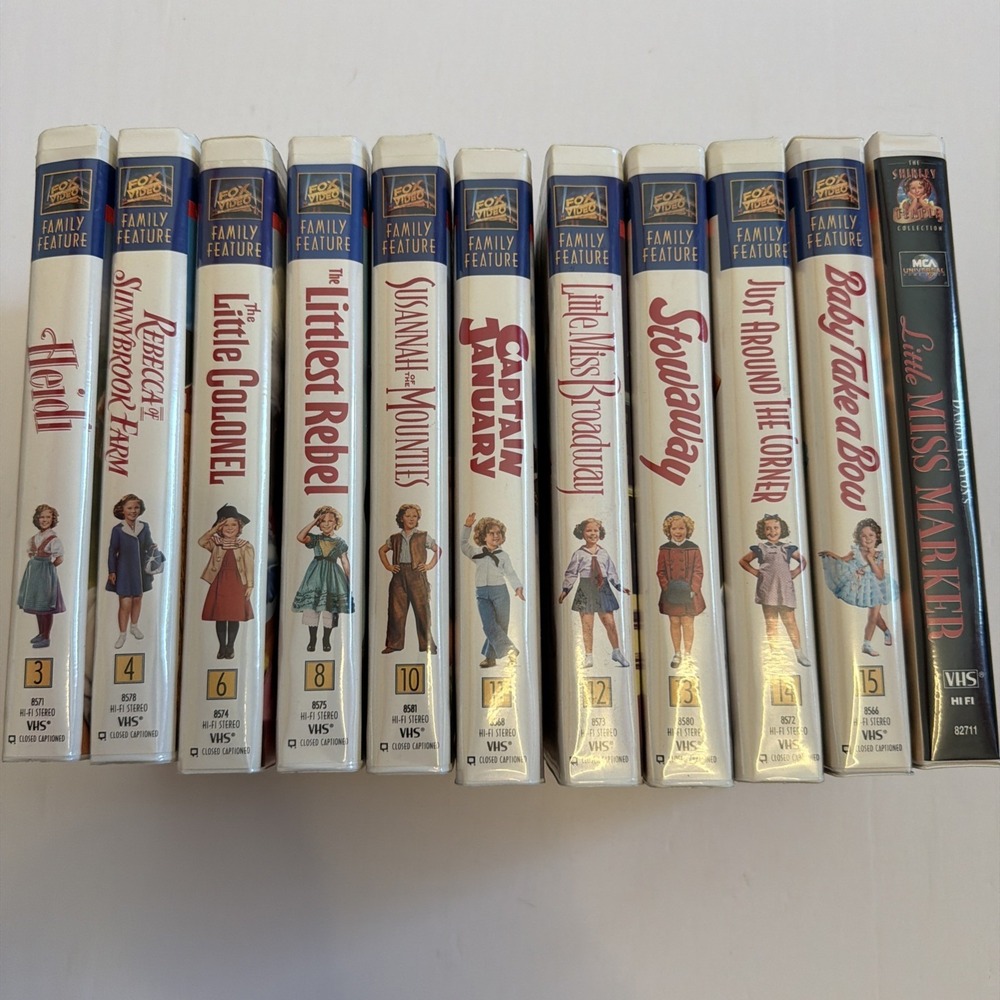 Shirley Temple VHS Movies All Mixed Family Feature Collection Lot of 11